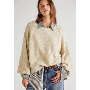 Free People Found My Friend Pullover Oversized Knit Sweater Cream Size Small